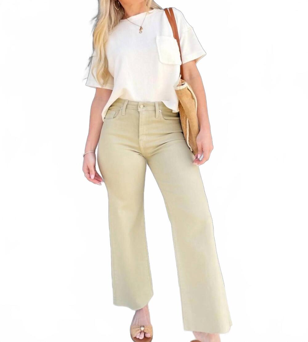 NEW L.T.J women 's paola a line wide scissor cut jean in matcha